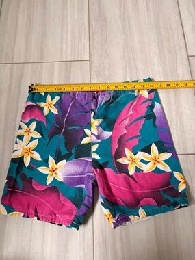 Vintage 90s Colorful Tropical Floral Swim Trunks boys